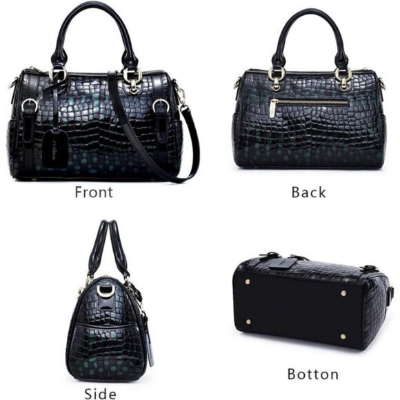 ⚡Women Green Genuine Leather Tote Handbag Clutch Purse Crossbody Bag - Picture 4 of 9